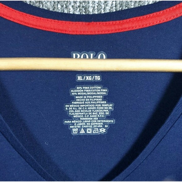 Polo Ralph Lauren Men's V-Neck T-Shirt XL Classic Navy Blue - Picture 3 of 13